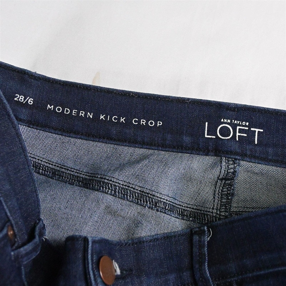 LOFT 28 / 6 Modern Kick Crop Dark Rinse Stretch‎ Denim Womens Jeans - Picture 3 of 7